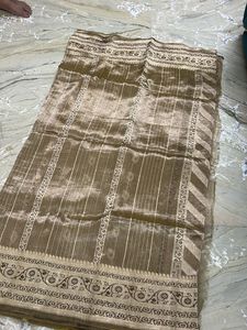 Elegant Brocade golden silk Saree