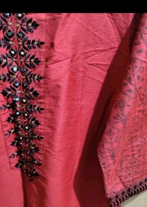 Red Embroidered Kurta