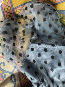 Chic Blue Polka Dot Tulle Dress