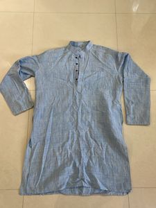 Men's Light Blue Striped Kurta