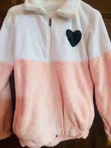 Cute Heart Fleece Zip-Up Jacket