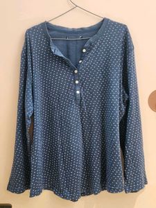 Blue Polka Dot Long Sleeve Top