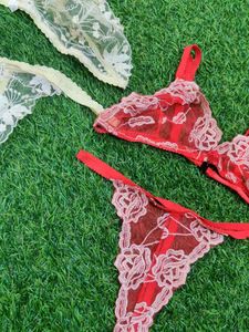 Lacy Red Bra &amp; Panty Set