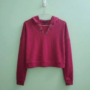 Y2K Maroon Lace-Up Hoodie