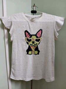 New Cute Dog Sequin T-Shirt