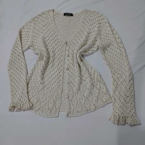Cream Crochet Knit Cardigan🫧🩰