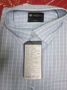 Light Blue Plaid Slim Fit Shirt