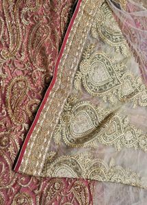 Elegant Pink &amp; Gold Embroidered Saree