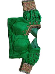 Embellished Green Silk Blouse