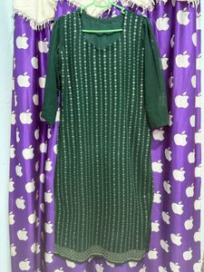 Bottle Green embroidery Kurta set