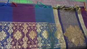 Cotton Silk Saree with Golden Floral Print