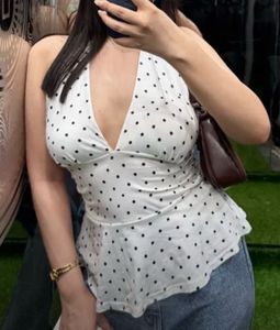 White Polka Dot Halter Top
