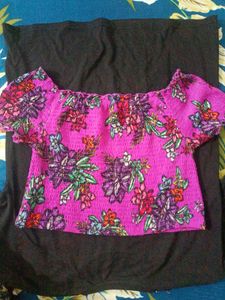 Vibrant Floral Smocked Off-Shoulder Top