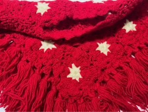 Beautiful Red N White Poncho For 2-4 Yrs