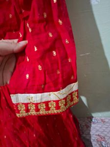 Red Kurta with Gold Print
