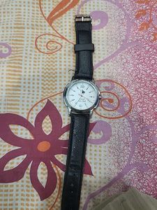 Classic Black Leather Strap Watch