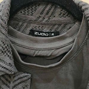 Zudio Co-ord Set | Knit Overshirt + Graphic Tee