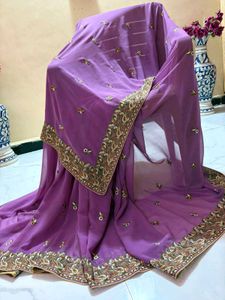Beautiful Purple Embroidered Saree