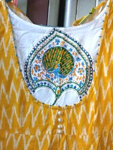 Yellow Printed Anarkali Kurta