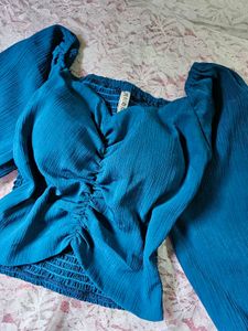 Deep sea blue ruched Top