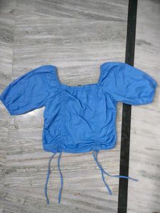 Tokyo Talkies Blue Ruffles Crop Top