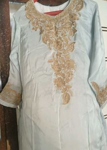 Premium silk kurti set with banarasi Dupatta