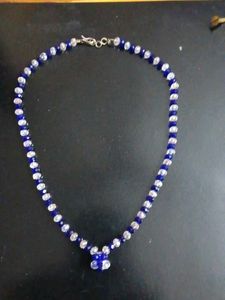 Elegant Blue & Clear Beaded Necklace