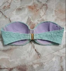 Aqua Lace Strapless Bandeau Bikini Top