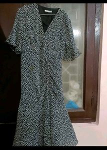 Stylish Printed wrap midi dress L 40 size women