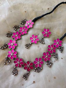 Original glass handmade Flower Necklace set
