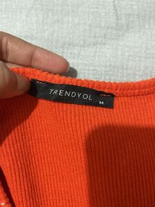 Orange Cropped Cardigan