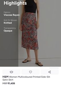 H&M Multicoloured Printed Satin Skirt