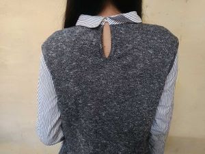 Chic Layered Knit &amp; Striped Shirt