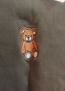 Cute Bear Embroidered Crop Top