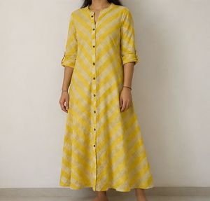 Yellow Striped Maxi Kurta