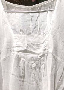White Ruffle Square Neck Tunic