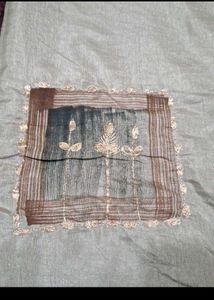 Elegant pitha work Silver  Saree
