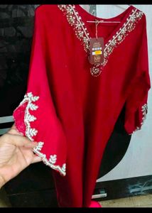 Elegant Red Embroidered Kurta