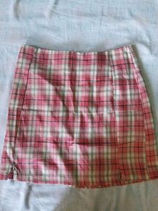 Pink Plaid Mini Skirt