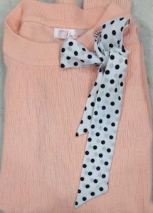 Peach Sweater with Bow