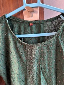 Dark Green Kurta with sequin design
