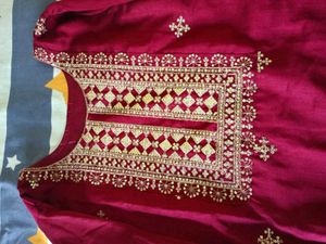 Embroidered maroon Kurta Set