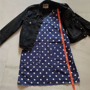 Navy Polka Dot Vest denim Dress