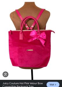 juicy couture Hot Pink Velvet Bow Tote Bag