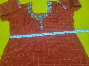 Red Kurta Set with Mirror Work