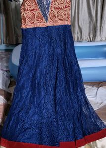 Elegant Blue Lace Ethnic Gown