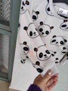 Cute Panda Print Fleece Top