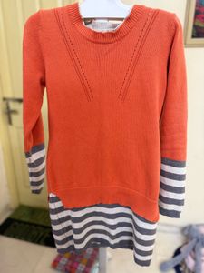 Orange Knit Sweater Dress