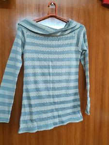 Striped Cowl Neck Sweater