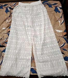 White Embroidered Palazzo Pants